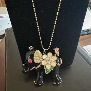 Vintage Betsey Johnson Elephant Necklace